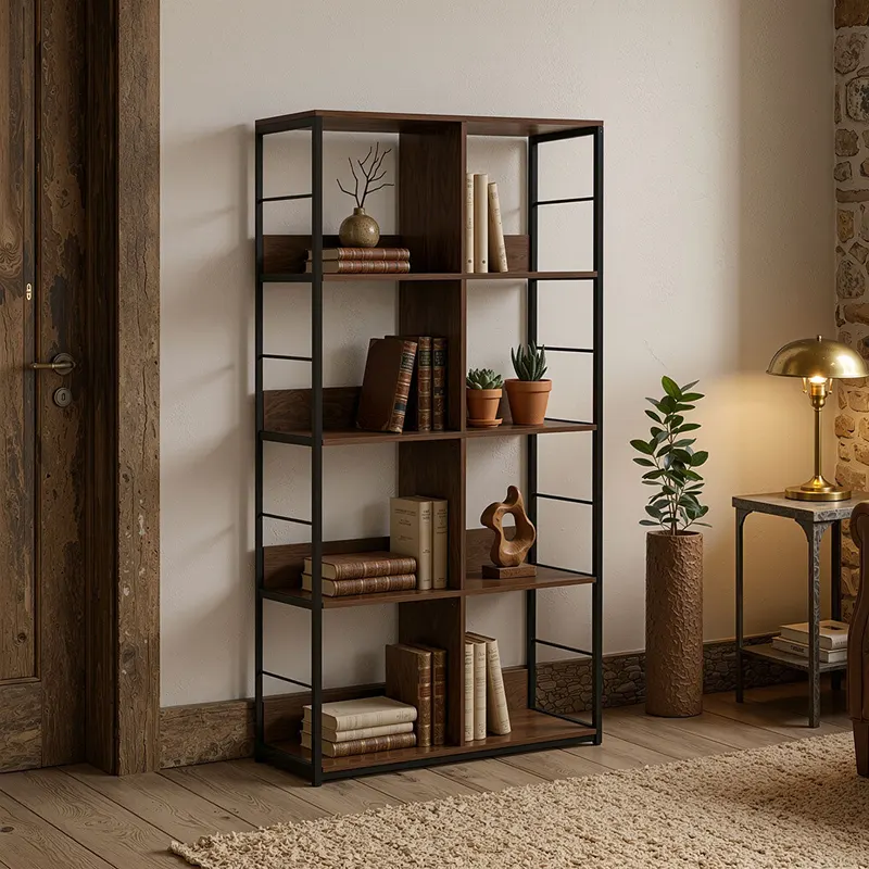 Biblioteca Bocklet, Negru-Maro, 80x33x149 cm - Negru-Maro