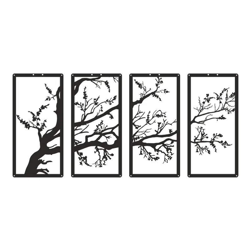 Decorațiune metal Wall deco Zenta set of 4 pieces negru metal, 20x50 cm - Negru