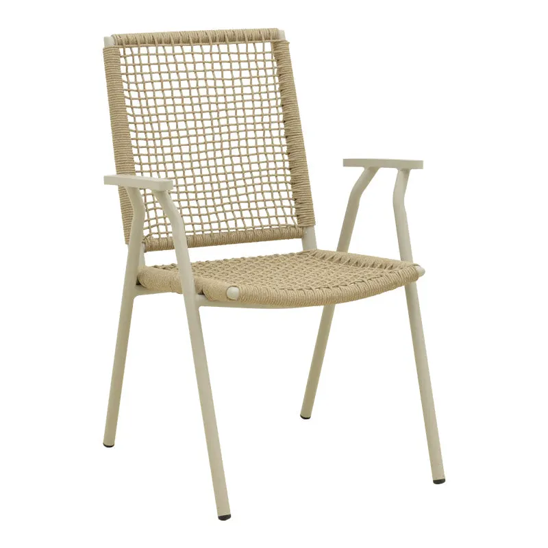Scaun exterior Weave, aluminiu si ratan PE, 57x63x86 cm - Bej-Natural