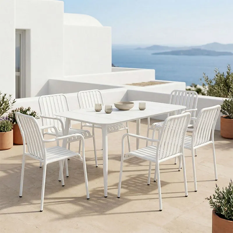 Set de sufragerie exterior Heven Vista, 7 piese, 120x70x72 cm - Alb