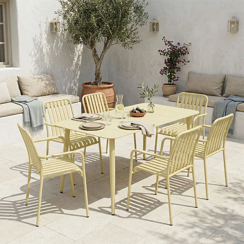 Set de sufragerie exterior Heven Vista, 7 piese, 120x70x72 cm - Champagne