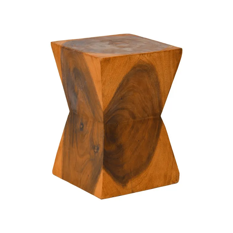 Taburet Clepsydra din lemn Suar, Natural, 31x31x45 cm - Natural