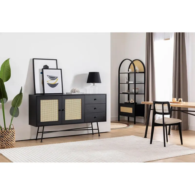 Consola Nala 160 Howard, negru - natural, 160x40 cm - Negru