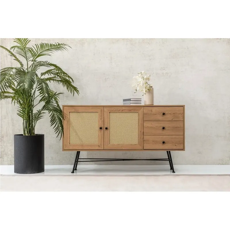 Consola Nala 160 Howard, negru - natural, 160x40 cm - Natural