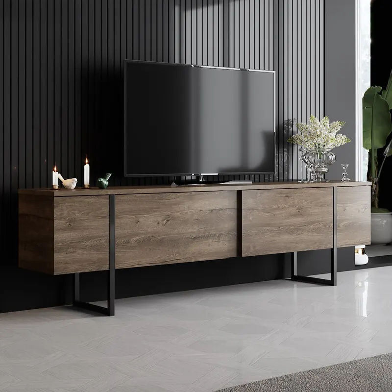 Comoda tv Luxe, 180x30x50 cm - WalnutnBlack