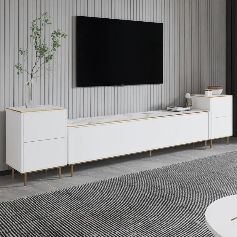 Comoda Tv Imag, Marmura, Alb, 180x35x45.2 cm - Marmura
