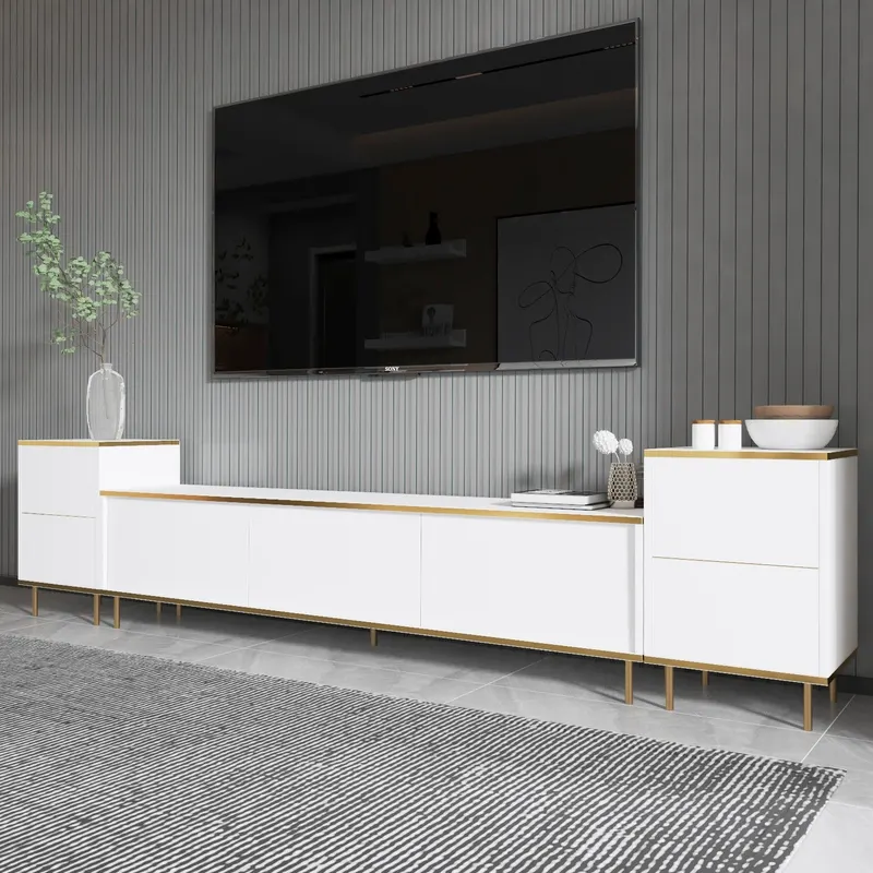 Comoda Tv Imag, Marmura, Alb, 180x35x45.2 cm - Alb