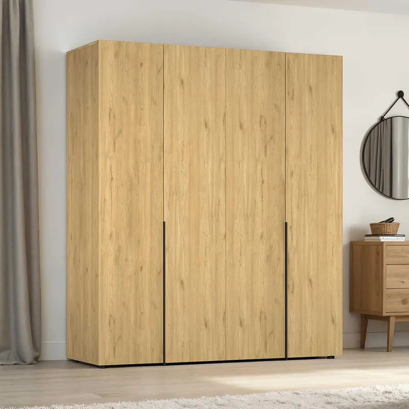Dulap Haine GRD-1740-DD-3 Home Collection® Oryana cu 4 usi cu rafturi si umerasi, 180x210x62 cm - Stejar