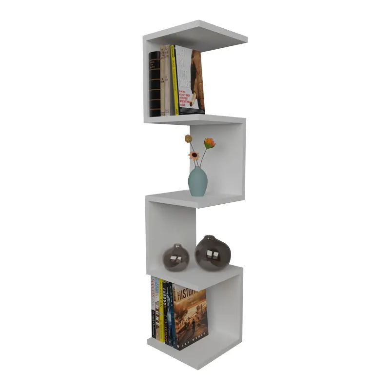 Raft de perete Zigzag, 25x25x109 cm - Alb