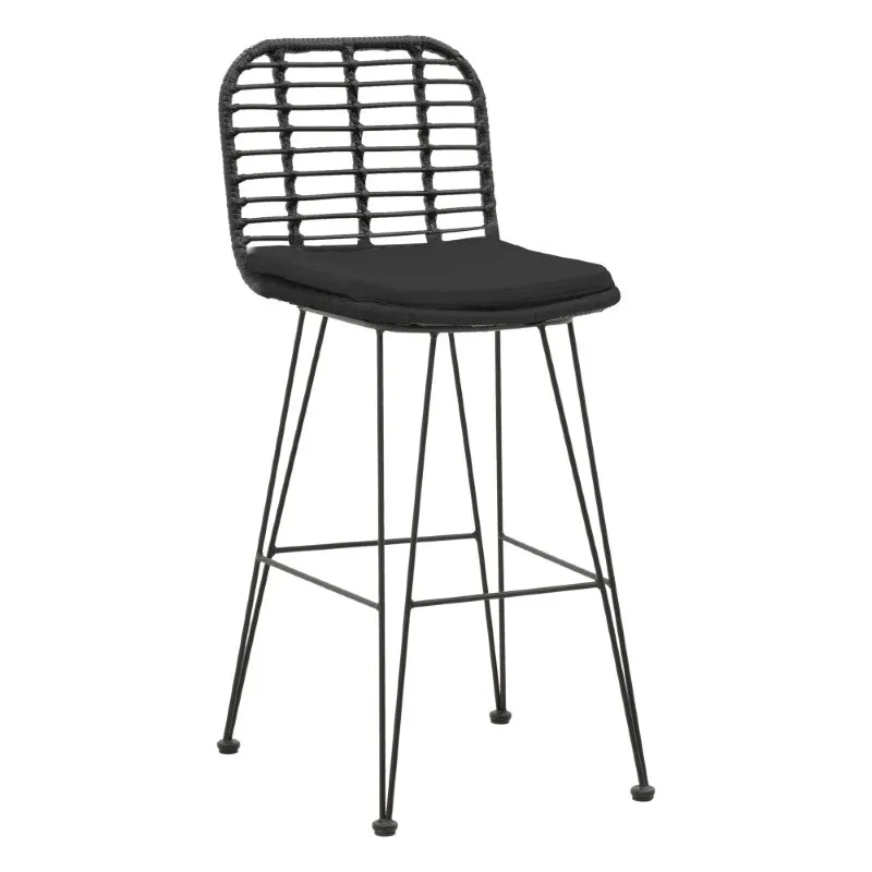 Scaun de bar Naoki, Negru - Natural, 46x56x110 cm - Negru