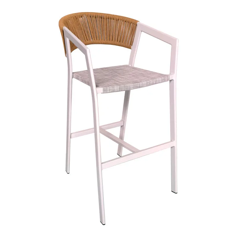 Scaun de bar Phoenix, Alb - Gri inchis, 53x58x103 cm - Alb