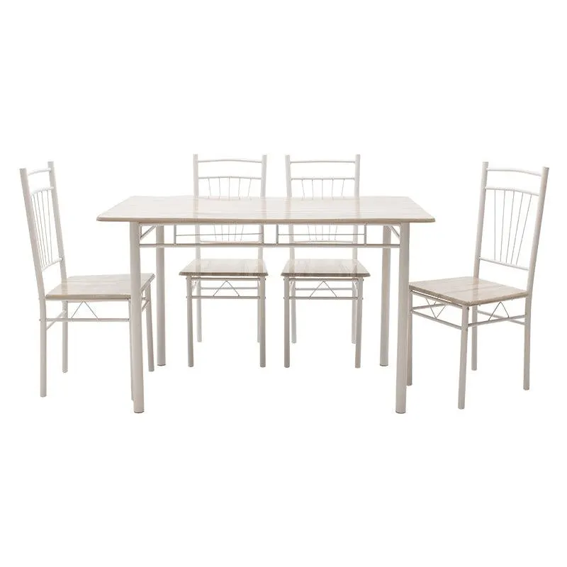 Set masa si scaune Roza, 5 piese, Nuc - Alb - Sonoma - Gri, 120x70x75 cm - Gri