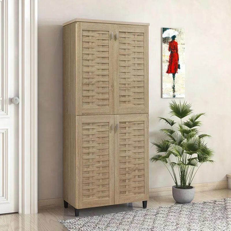 Dulap de pantofi Mantam 4 usi, 24 - 30 de perechi, Sonoma - Nuc, 78x40x170 cm - Sonoma