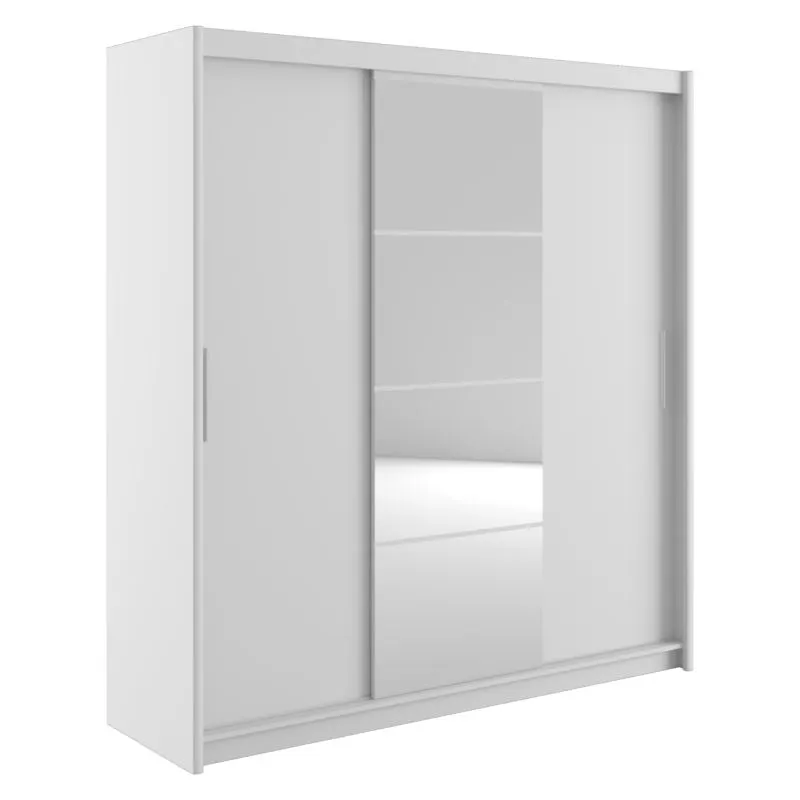 Dulap Elodie cu 3 usi culisante cu oglinda, Alb - Sonoma, 200x61x216 cm - Alb