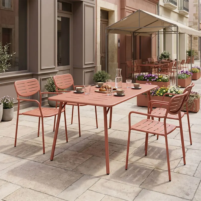 Moraja Deraby set 5 piese terracotta metal, Teracotă, 140x80x72 cm - Teracotă