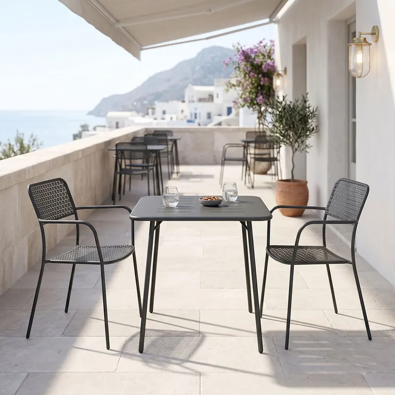 Moraja Federal set 3 piese negru metal, 70x70x73 cm - Negru