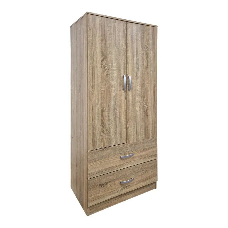 Dulap de haine Alvia cu 2 uși și 2 sertare, Diverse culori, 80x52x180 cm - SONOMA