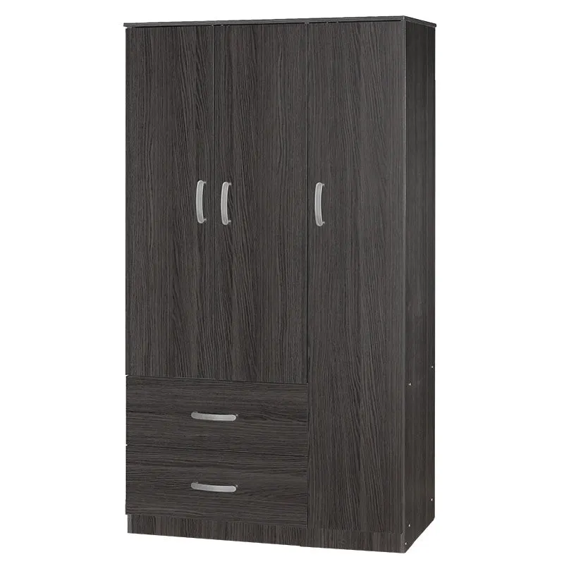 Dulap Zelia cu 2 usi si sertare, 90x42x180 cm - Negru