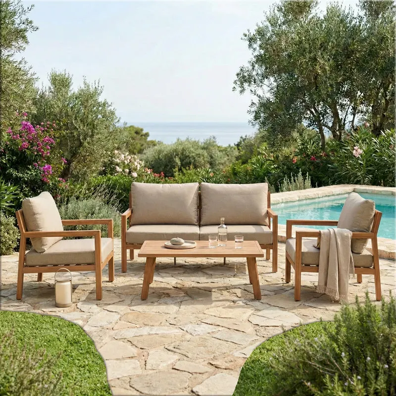 Set gradina Andasio, Gri - Natural, 164x83x70 cm - Gri-Natural