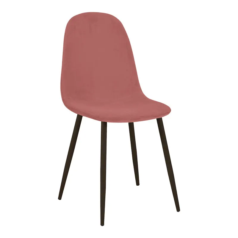 Scaun de sufragerie Bella cu funcție confortabilă, Stil Modern, Velvet, Cadru metalic, negru, 44x52x89 cm - Roz