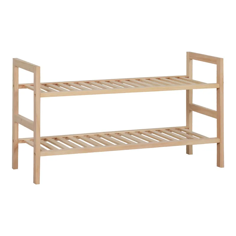 Suport pantofi cu 8 locuri Steper, lemn masiv, Natur, 71x26x40 cm - Natur