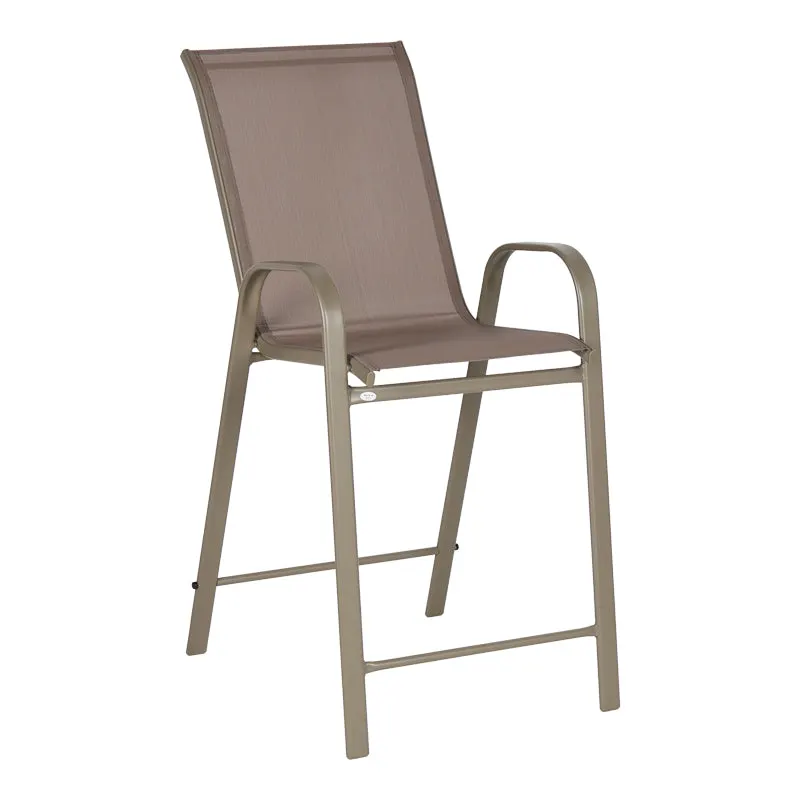 Scaun de bar mediu Calan, metal si textilena, Gri inchis - Maro inchis - Maro deschis, 55x70x114 cm - Maro deschis