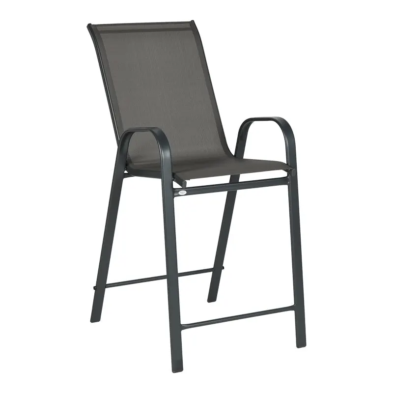 Scaun de bar mediu Calan, metal si textilena, Gri inchis - Maro inchis - Maro deschis, 55x70x114 cm - Gri inchis