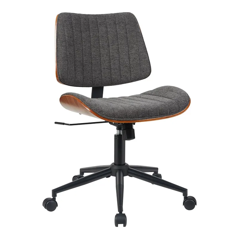 Scaun birou Amani cu ergonomie, Lemn, Nuc & Bej, 52x54x90 cm - Gri