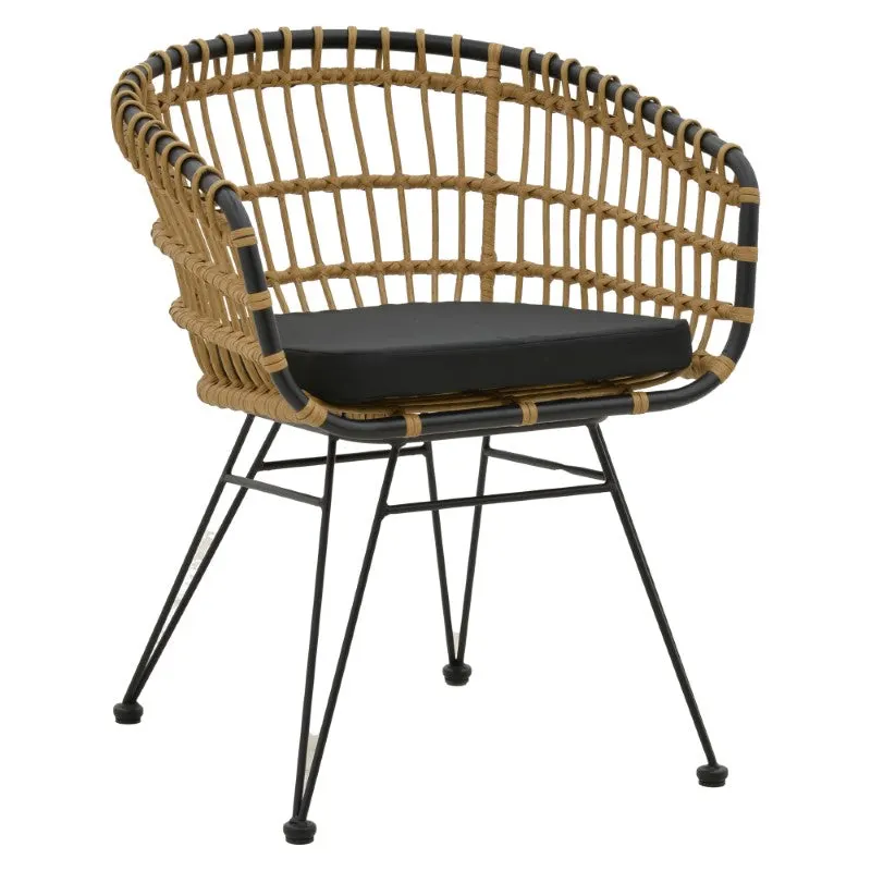 Fotoliu cu pernă integrată Naoki, Metal, Negru, 62x62x70 cm - Negru