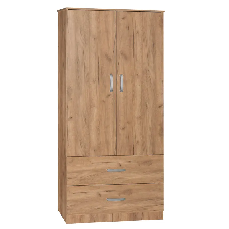 Dulap Zelia cu 2 usi si sertare, 79x42x180 cm - Natural