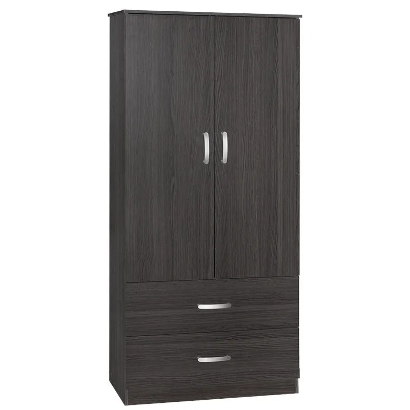 Dulap Zelia cu 2 usi si sertare, 79x42x180 cm - Negru