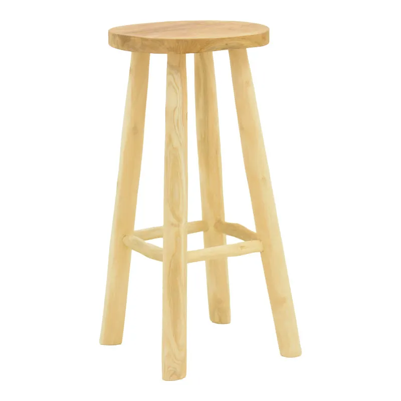 Scaun de bar cu funcție de relaxare Nusiwo, Teak, Lemn, Natur, 35x70 cm - Natur
