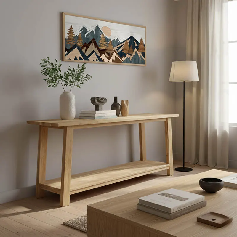 Consolă, Teak, Natur, 200x40x80 cm - Natur