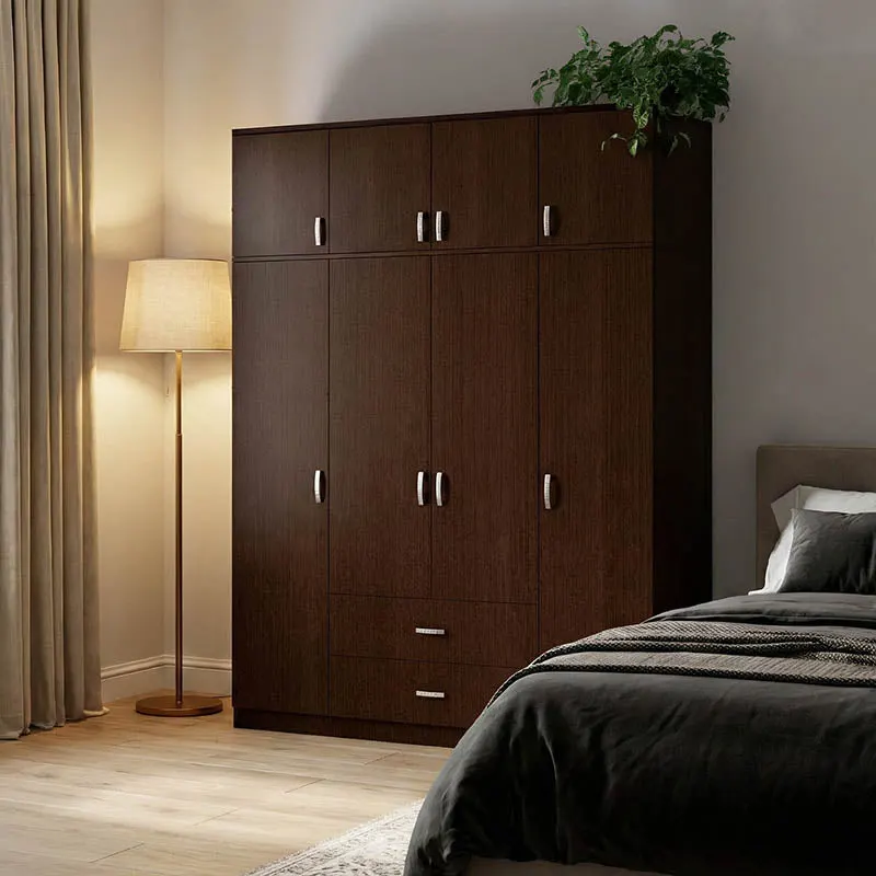 Dulap cu patru uși și sertare, Royal, Wenge, 200x58x230 cm - Nuc