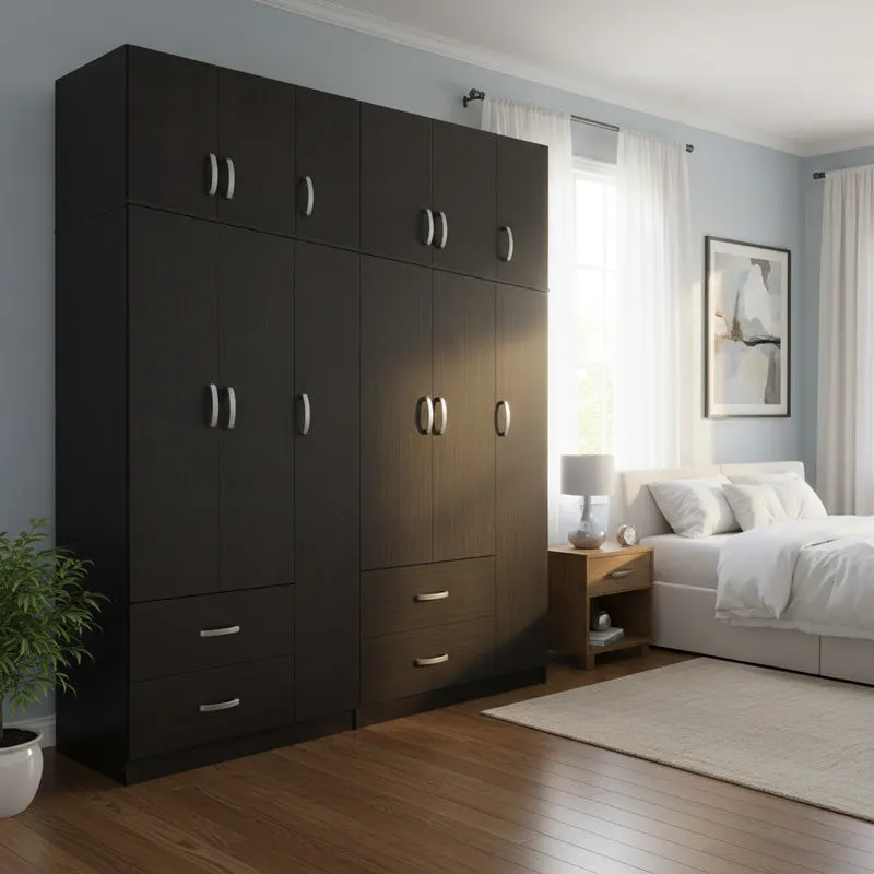 Dulap Athos cu 6 usi si loft, 180x42x240 cm - Nuc