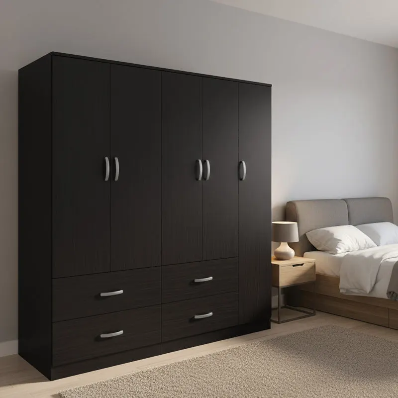 Dulap Athos cu 5 usi si loft, 170x42x240 cm - Nuc