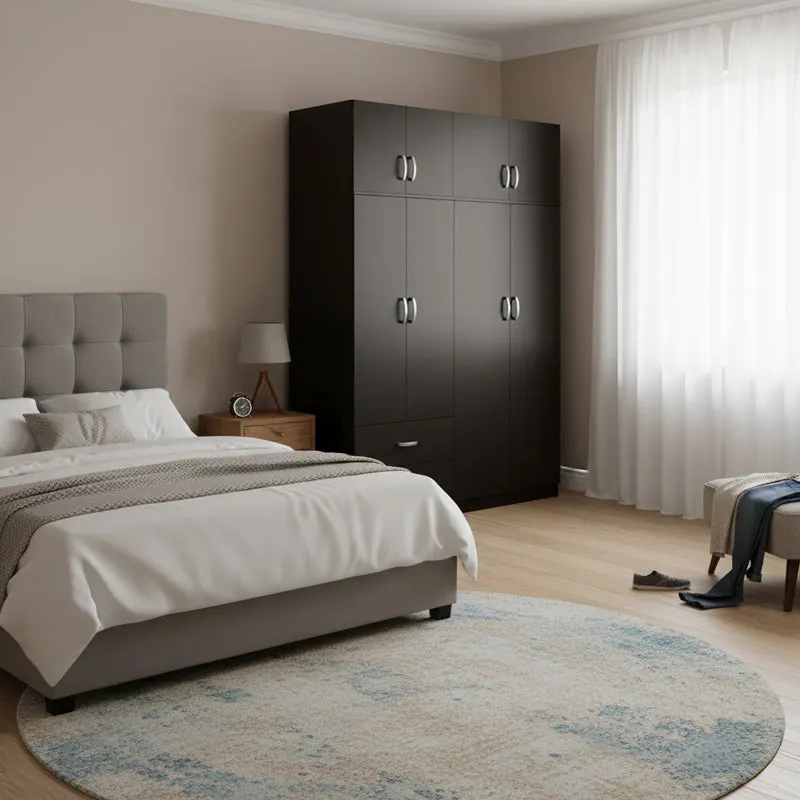Dulap Athos cu 6 usi si loft, 240x42x240 cm - Nuc
