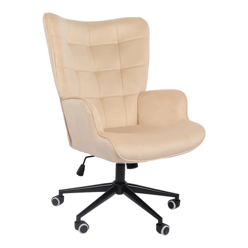 Scaun de birou directorial Lobima, catifea, 68x71x112 cm - Bej