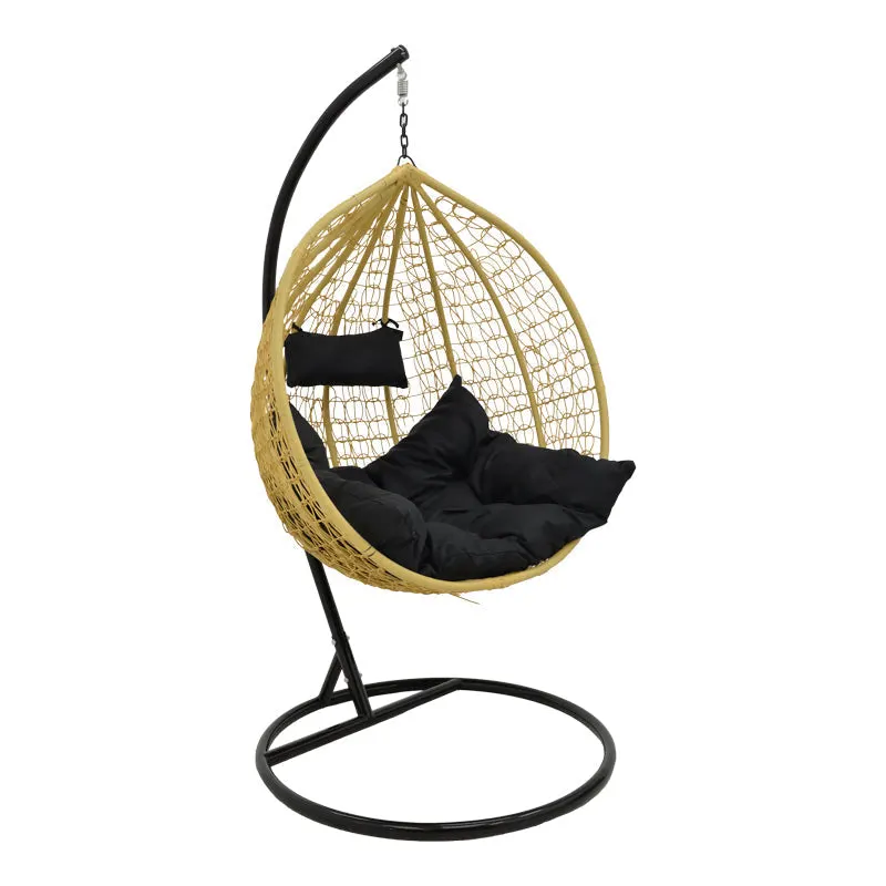 Balansoar Zafer, Metal si PP, 106x103x200 cm - Negru-Natural