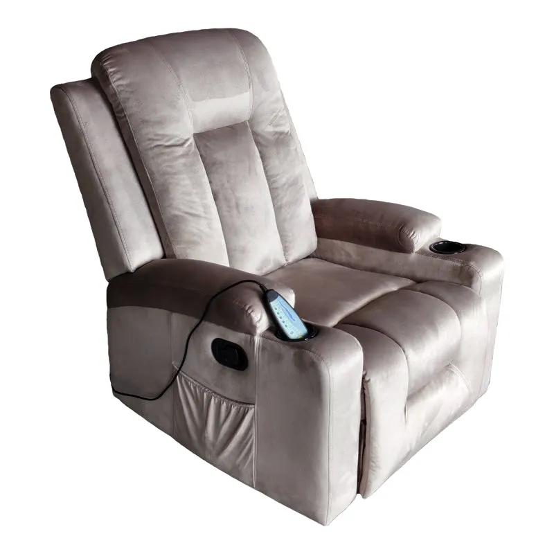 Fotoliu Relax cu mecanism de masaj Gessel, Catifea, Gri, 80x90x98 cm - Gri