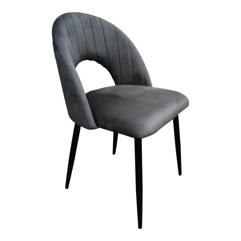 Scaun Lovingo, catifea si metal, 50x47x85 cm - Antracit