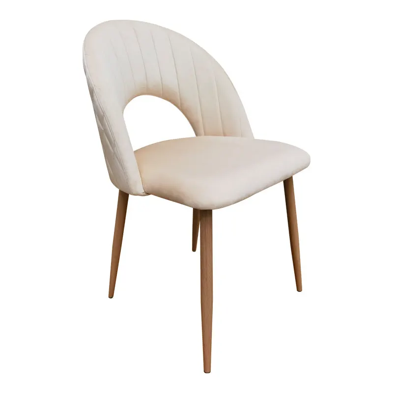Scaun Lovingo, catifea si metal, 50x47x85 cm - Bej