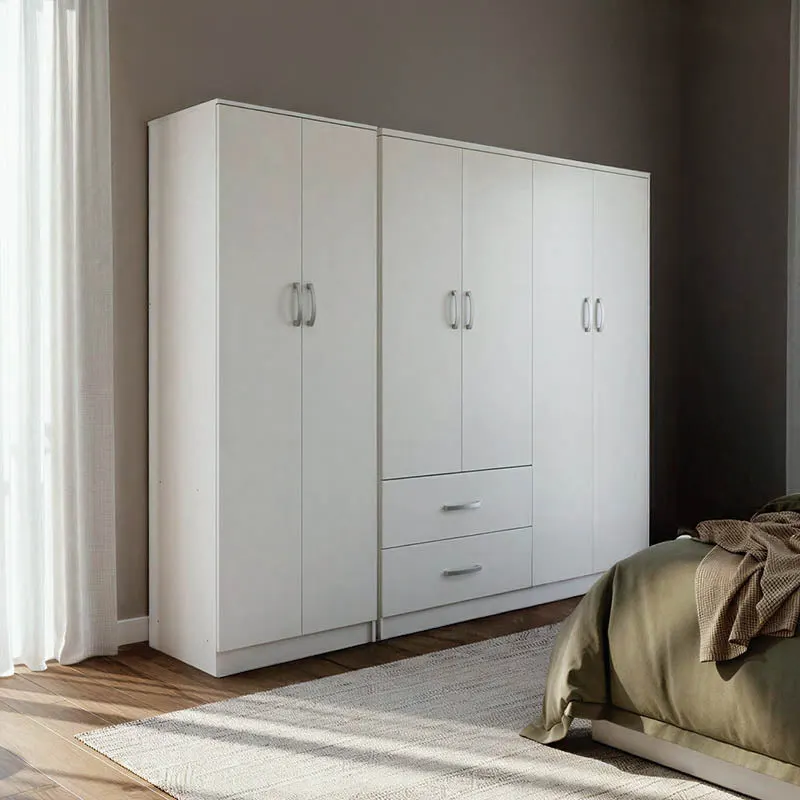 Dulap Athos I cu 6 usi, 200x42x180 cm - Alb