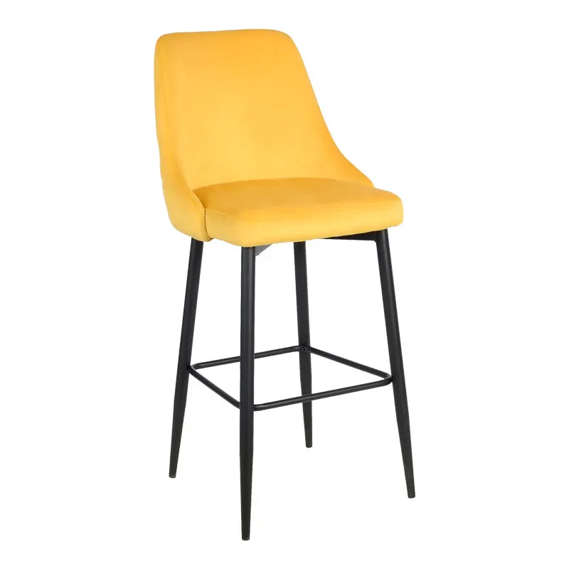 Scaun de bar Zedna, catifea si metal, 52x57x111 cm - Galben