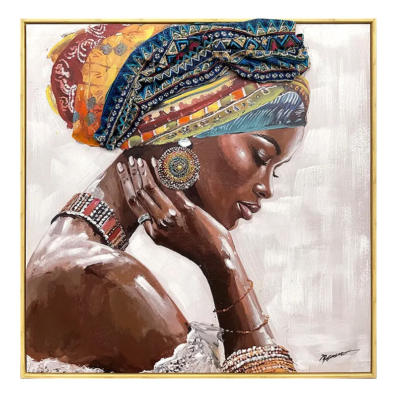 Tablou pe pânza cu efect 3D Jalo, Lemn/Pânza, Multicolor, 80x80 cm - Multicolor