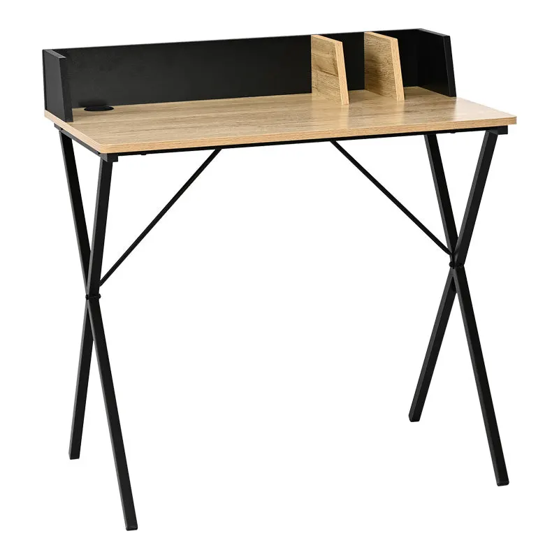 Birou cu aspect modern Zervan, metal și Lemn, Stejar - Negru, 80x50x84 cm - Stejar