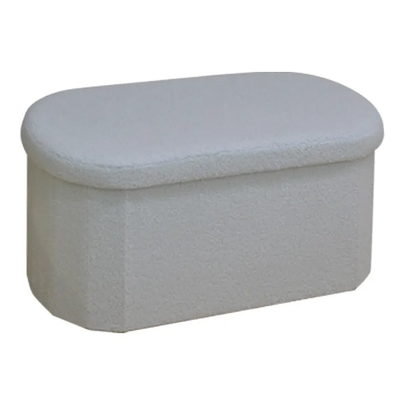 Taburet Otto cu spatiu de depozitare, Boucle Ivory, Bej, 76x38x38 cm - Bej