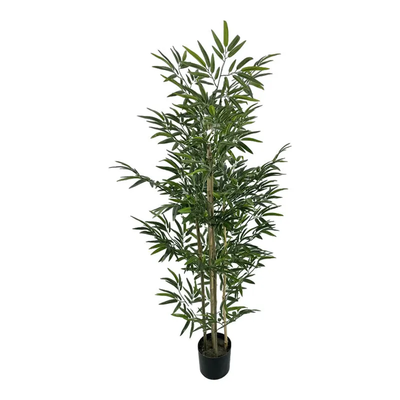 Planta decorativa Bamboo cu ghiveci, verde, H150 cm - Negru