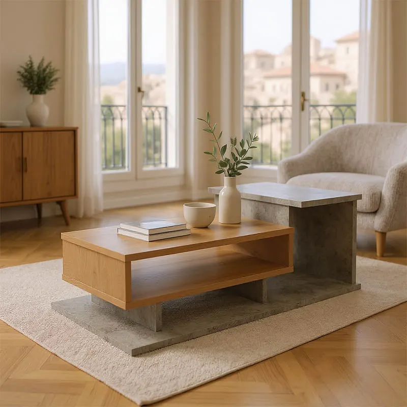 Masuta de cafea Nuvele, Pal melaminat, 90x50x35 cm - Ciment-Sonoma