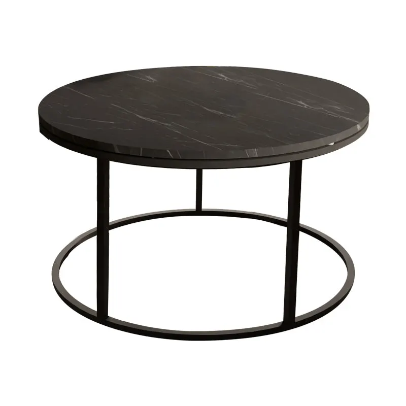Masuta de cafea Drion  marmura neagra-metal negru D60x40cm - Negru